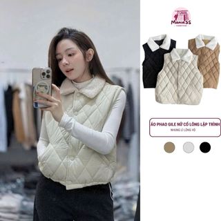   MẪU MỚI  Áo Phao Gile Nữ Cổ Lông Lập Trình Nhung Lì Lông Vũ Giữ Ấm Form Đẹp S M 40–65Kg – Mania.5S 