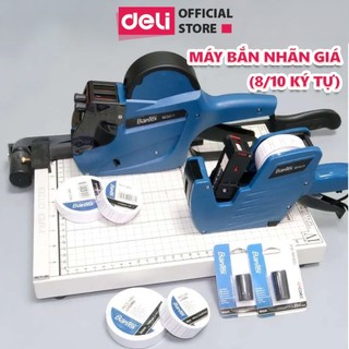 Máy bắn giá tiền 8/10 số chất lượng cao deli - tay cầm cao su chống trơn, mực hỗn hợp không nhòe, nạp giấy tự động