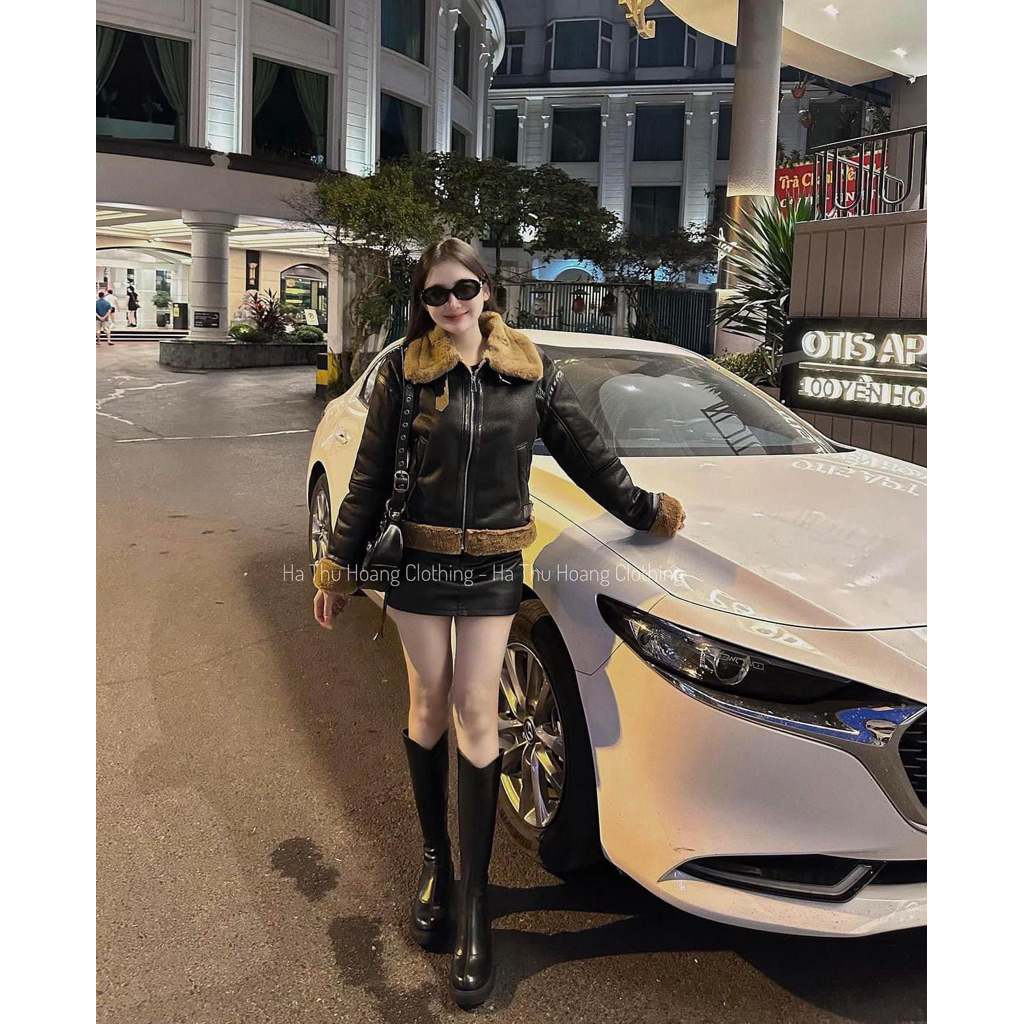 Khoác chất da có lót lông Z A R A hàng xuất