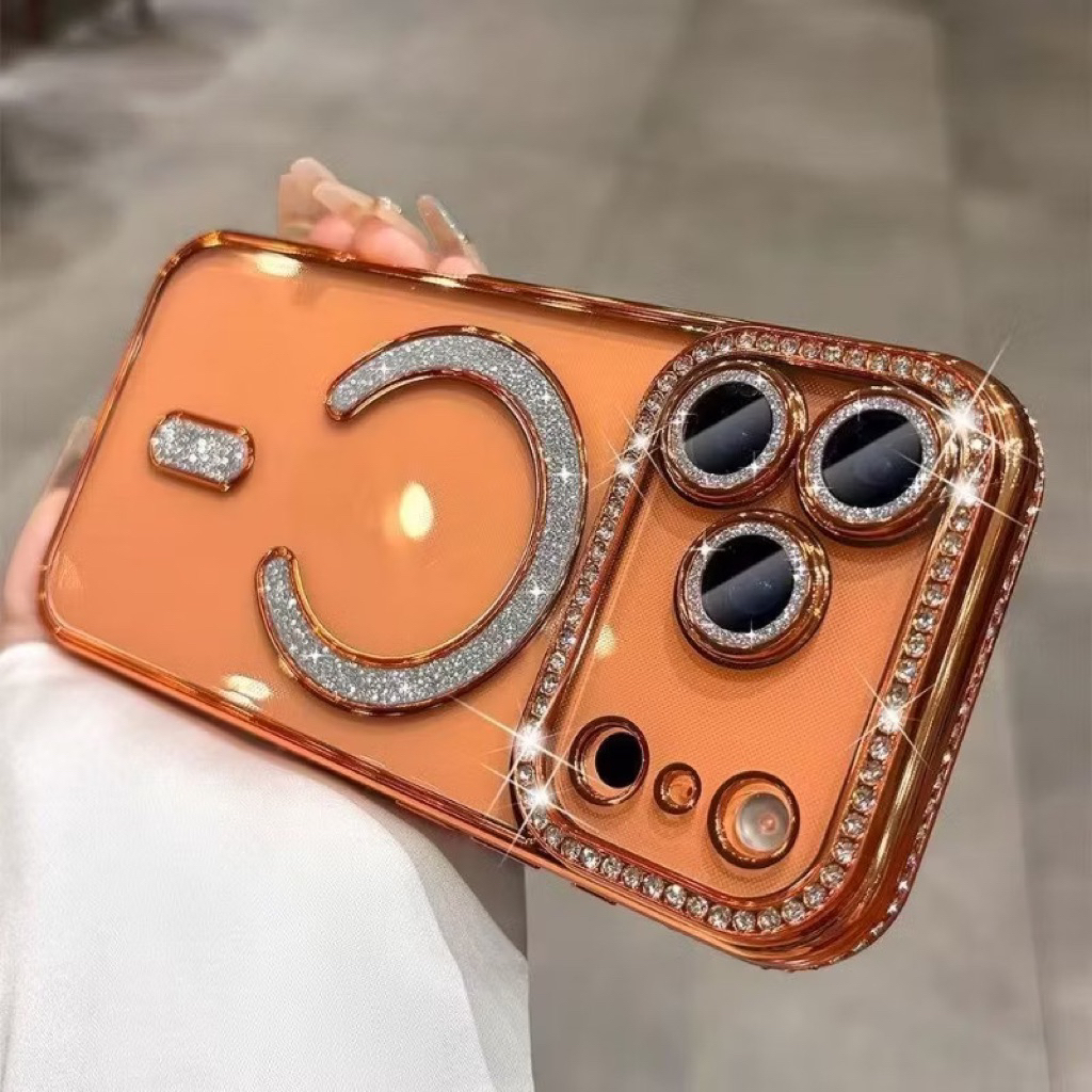 Ốp K Case silicon trong suốt đính đá hột từ tính dành cho ip17 pro'/ ip17 pro max