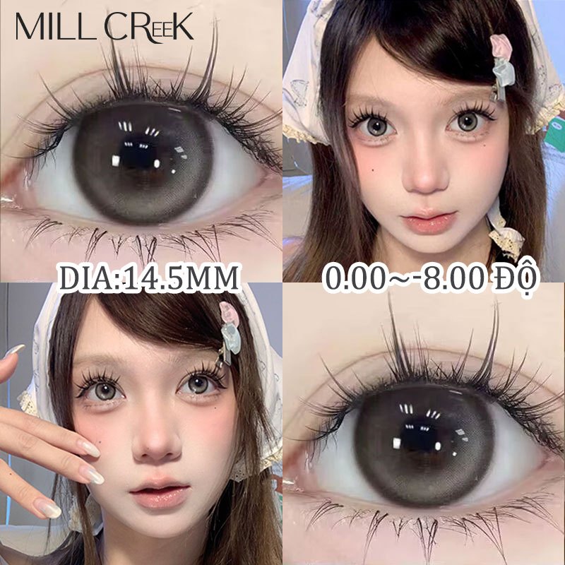 Kính áp tròng MillCreek màu xám Cream Grey lens cận 1 ngày DIA 14.5mm có độ (0-8)