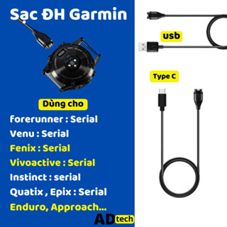  Dây sạc đồng hồ Garmin forerunner 165 55 245 255 265 265s 255s 935 945 955 965 Fenix 8 7 6 5  Venu 3 3s 2 SQ Vivoactive 