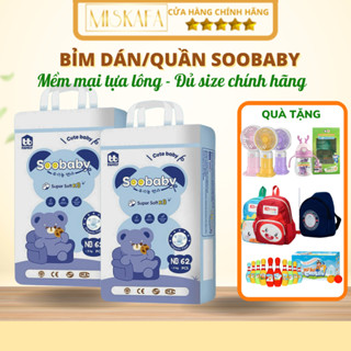  Bỉm SooBaby Tã Soobaby dán quần siêu mỏng mềm,chống tràn ban đêm thấm hút tốt 12 giờ Tã bỉm organic 