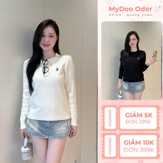 Áo len dệt kim MyDoo Oder nữ tay dài cổ tròn dáng basic, phối chân váy hoặc quần jean cực xinh