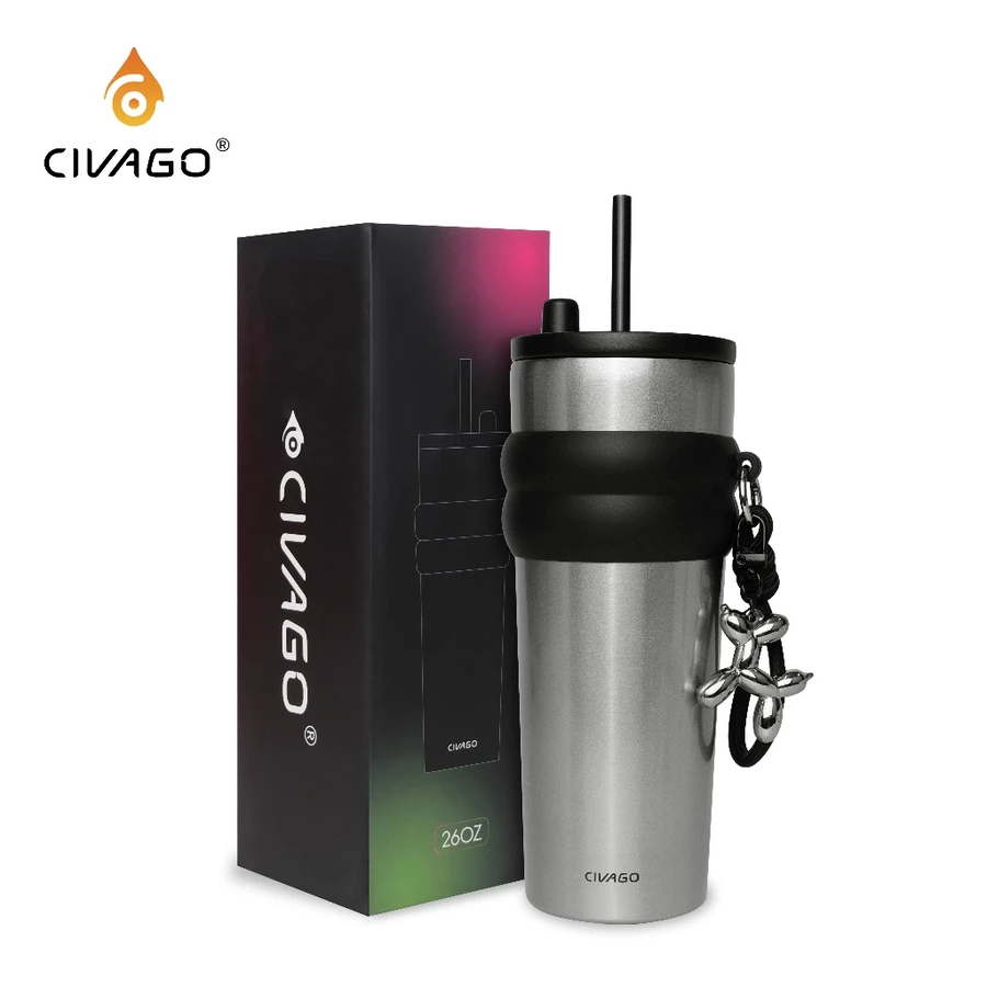CIVAGO (26oz) Cốc cà phê bằng thép không gỉ lót sứ có nắp giữ nhiệt nóng lạnh quà Giáng sinh 750ml | BigBuy360 - bigbuy360.vn