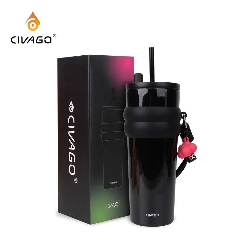 CIVAGO (26oz) Cốc cà phê bằng thép không gỉ lót sứ có nắp giữ nhiệt nóng lạnh quà Giáng sinh 750ml | BigBuy360 - bigbuy360.vn