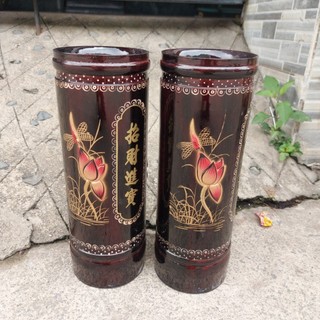 Ống đựng Nhang gõ tràm nguyên khối cao 25cm
