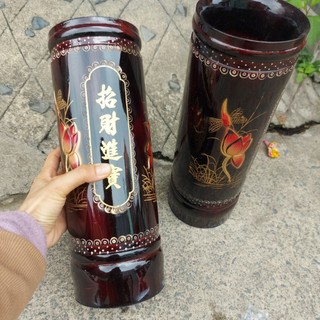 Ống đựng Nhang gõ tràm nguyên khối cao 25cm