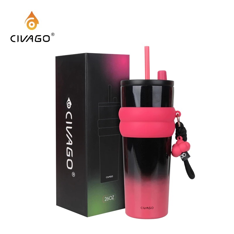 CIVAGO (26oz) Cốc cà phê bằng thép không gỉ lót sứ có nắp giữ nhiệt nóng lạnh quà Giáng sinh 750ml | BigBuy360 - bigbuy360.vn