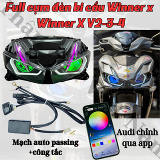  Chóa đèn WInner X lên sẵn bi cầu M10 V5+mắt xoay Sharingan mắt quỷ đổi màu qua app điện thoại Đèn 