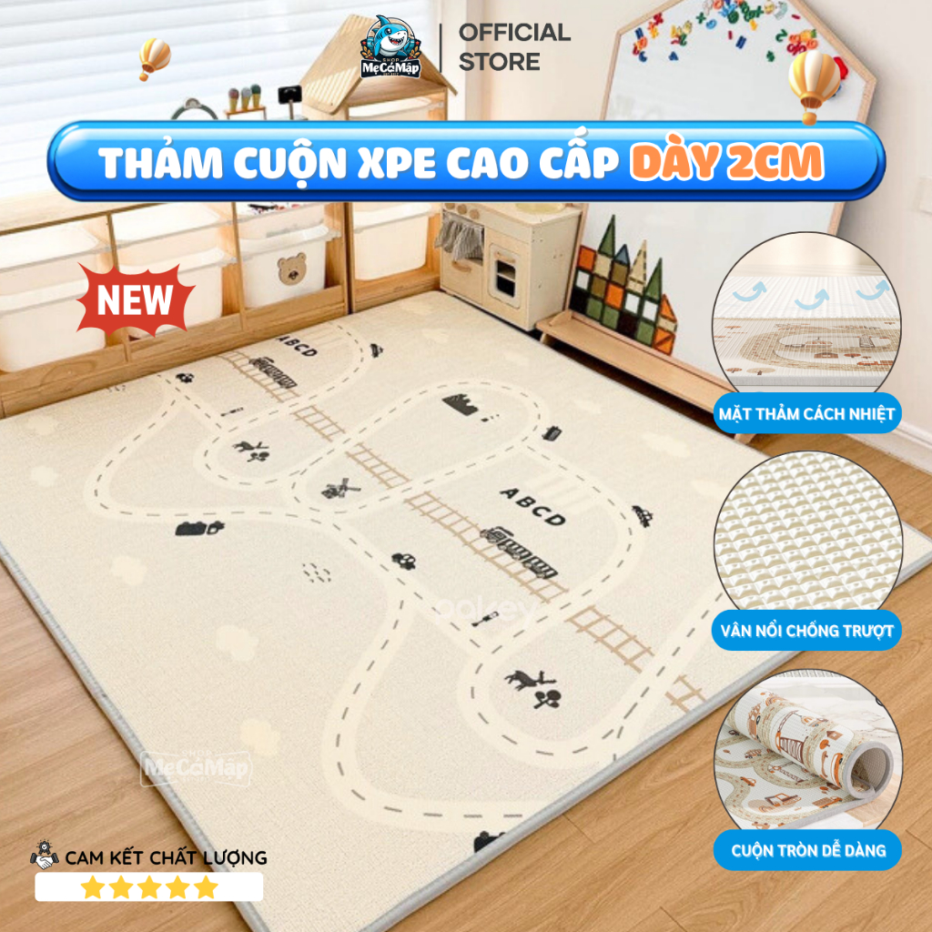 Thảm Xốp Dày 1cm, 2cm Mẫu Mới 2026 Họa Tiết Ngộ Nghĩnh, Thảm Chơi Cho Bé Phủ Silicone Chống Thấm