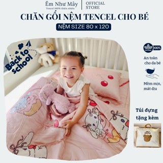 Bộ Chăn Gối Nệm  cho bé sơ sinh và bé nhỏ set đi học cho bé MẦM NON- vải Tencel 100% cao cấp mềm mát túi đựng tặng kèm 