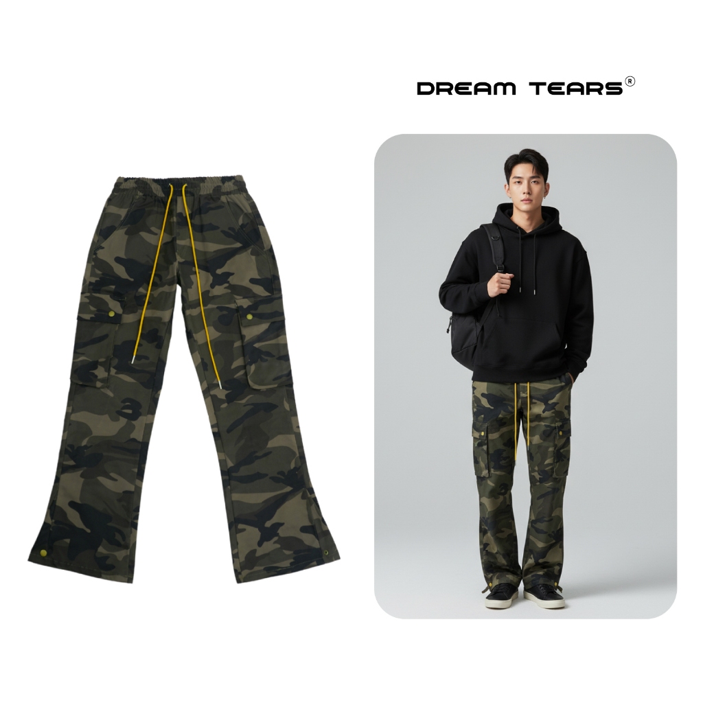 Quần Dài Nam Kaki Camo Dream Tears , Kaki Camo , Chất Vải Kaki 2 Chiều Đã Qua Xử Lí , Phong Cách Đườ