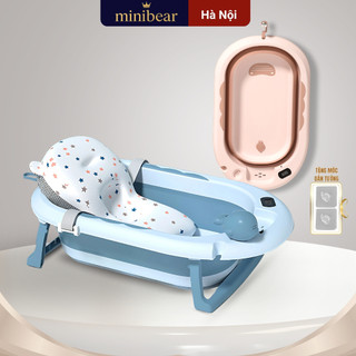  Chậu Tắm Bé MiniBear Nhật Bản Gấp Gọn Chịu Nhiệt nằm cho trẻ sơ sinh,to,dày dặn,bồn tắm nhiệt kế 