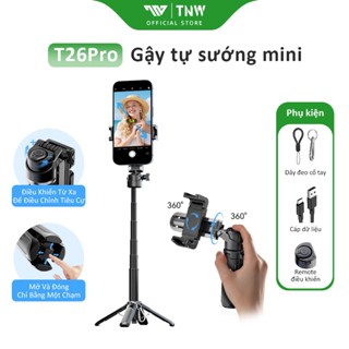  TNW T26Pro Gậy Selfie tự sướng  3trong1 mini Gậy Tự Chụp Bluetooth xoay 360 độ cho Vlog Chống Rung 
