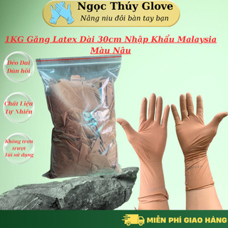   Màu Nâu Chocolate   Bịch 1KG Găng Tay Cao Su Y Tế Latex Tay Dài 30cm Chính Hãng Nhập Khẩu Malaysia 