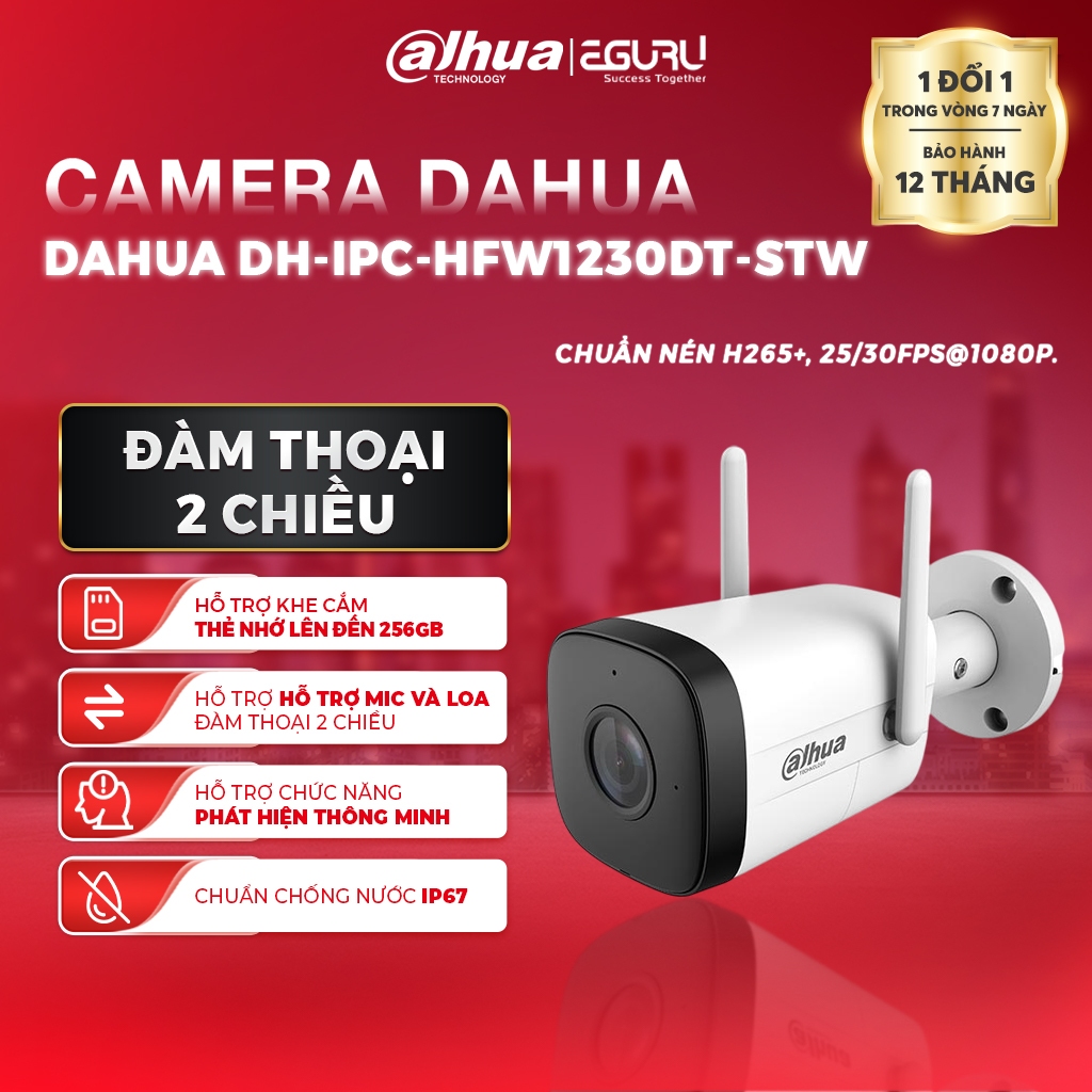 [TẶNG THẺ NHỚ] Camera IP Wifi 2MP DAHUA DH-IPC-HFW1230DT-STW | BẢO HÀNH CHÍNH HÃNG