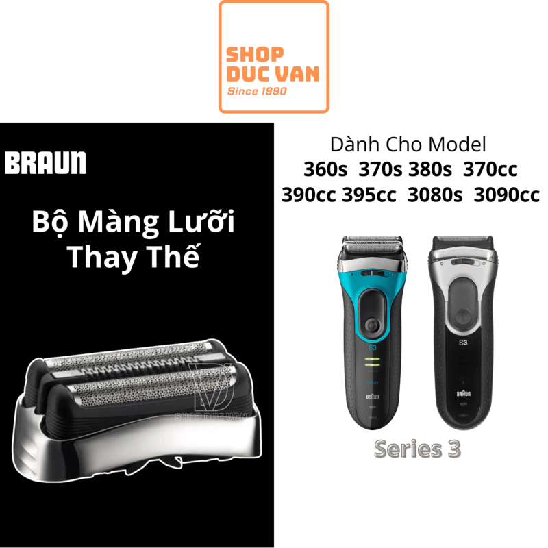 Đầu Cạo Braun 32S Thay Thế Cho Máy Braun Series 3 360s  370s 380s 370cc 390cc 395cc 3080s 3090cc [ S