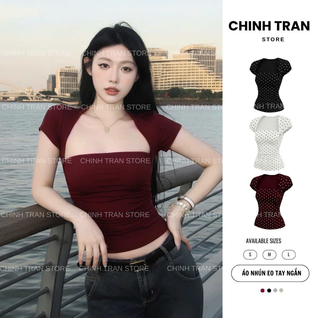 Áo Thun Nhún Eo Tay Ngắn Ôm Body Chất Thun Cotton Nhiều Màu | BigBuy360 - bigbuy360.vn