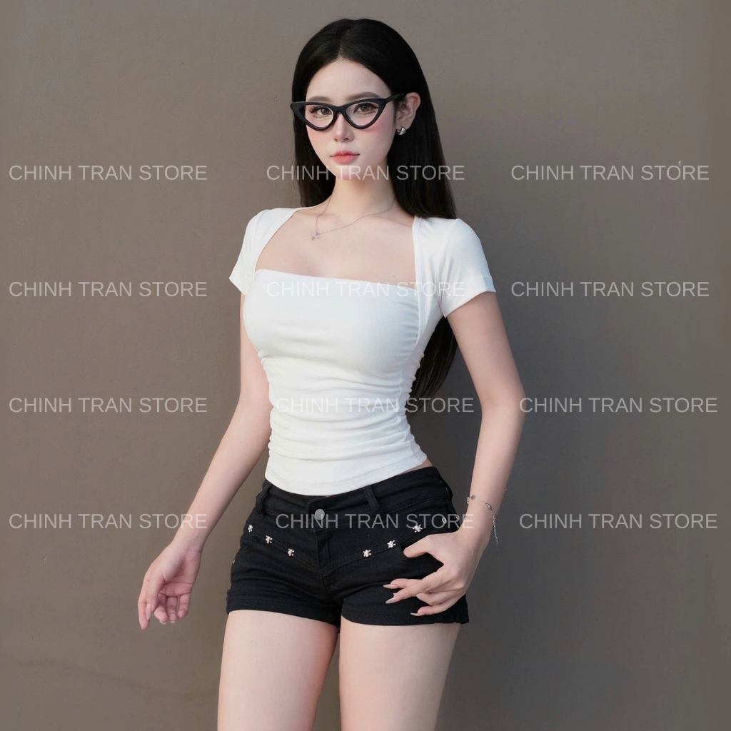 Áo Thun Nhún Eo Tay Ngắn Ôm Body Chất Thun Cotton Nhiều Màu | BigBuy360 - bigbuy360.vn
