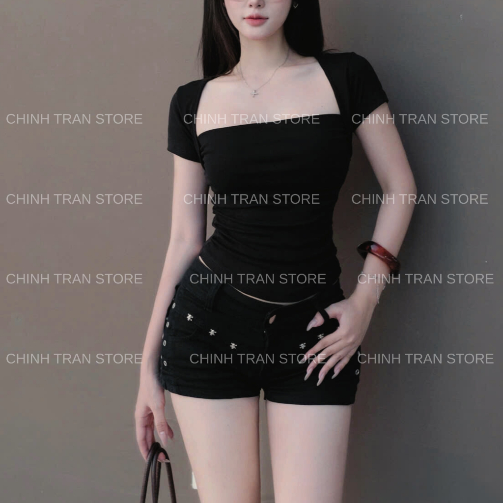 Áo Thun Nhún Eo Tay Ngắn Ôm Body Chất Thun Cotton Nhiều Màu | BigBuy360 - bigbuy360.vn