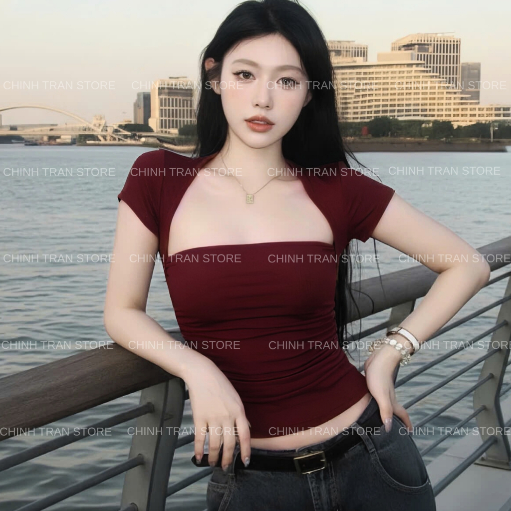 Áo Thun Nhún Eo Tay Ngắn Ôm Body Chất Thun Cotton Nhiều Màu | BigBuy360 - bigbuy360.vn