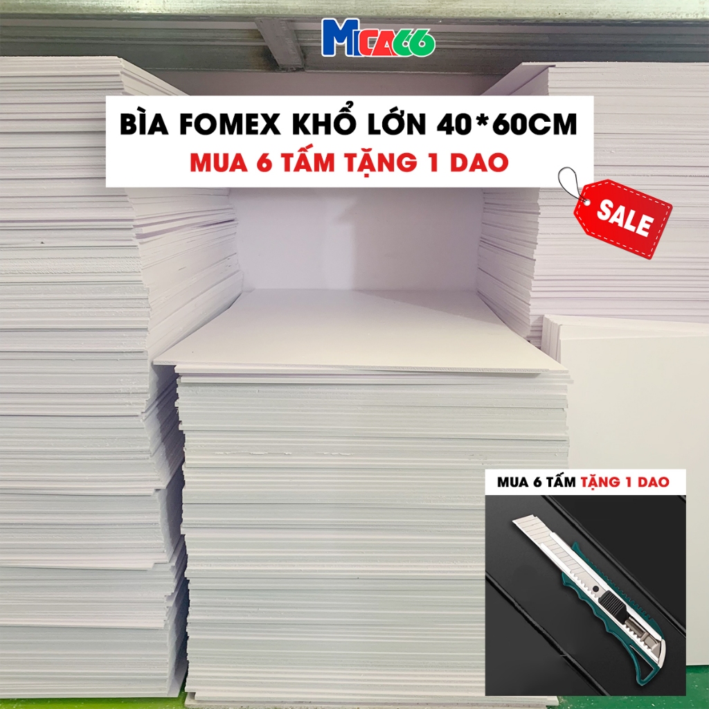 Combo 2 Tấm bìa mô hình Fomex 40x60cm độ dày 3mm, 5mm, 8mm - Bìa foam loại cứng làm handmade - MICA66
