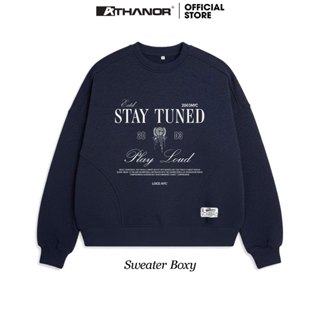  Áo Sweater Nỉ Bông ATHANOR Dáng Boxy Croptop Tay Phồng Mẫu STAY 
