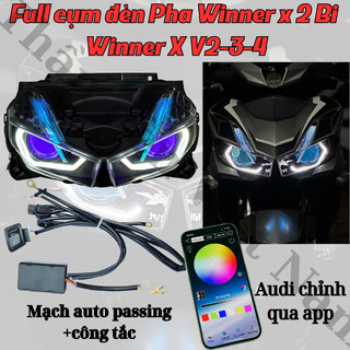  Chóa đèn Winner X lên sẵn cặp bi cầu AS racing V4+audi chỉnh app mắt quỷ đổi màu qua app điện thoại 
