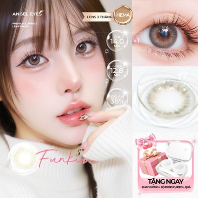 Kính áp tròng xám tây tự nhiên Angel Eyes Funkie có độ cận 0-8 | Lens cận màu xám đường kính bé 12.8