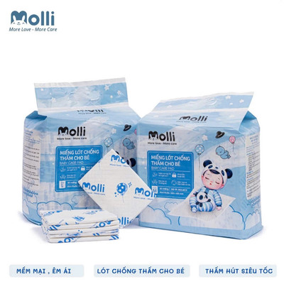Tấm lót chống thấm thay tã Molli 5 lớp dùng 1 lần, Tấm Lót Phụ sản cho mẹ và bé chống tràn KidsWorld