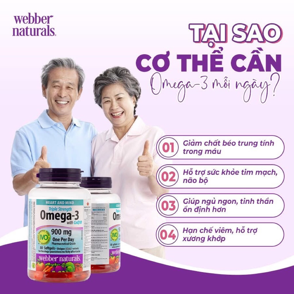 Omega COQ10 - omega 3 triple strength với COQ10 webber naturals nhập khẩu Canada - omega canada