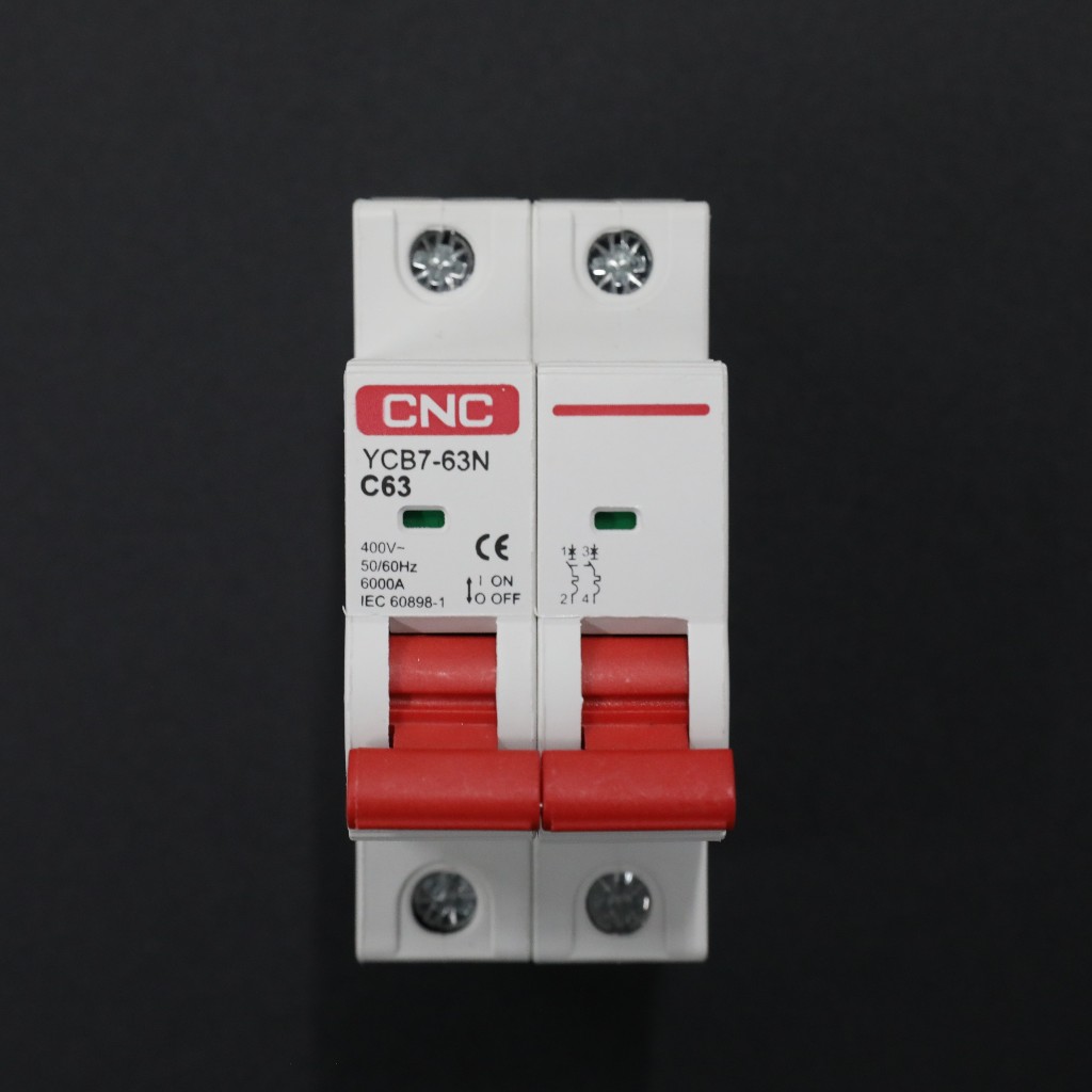 Áp tô mát AC MCB 6KA 2P 63A, model: YCB7-63N 2P C63