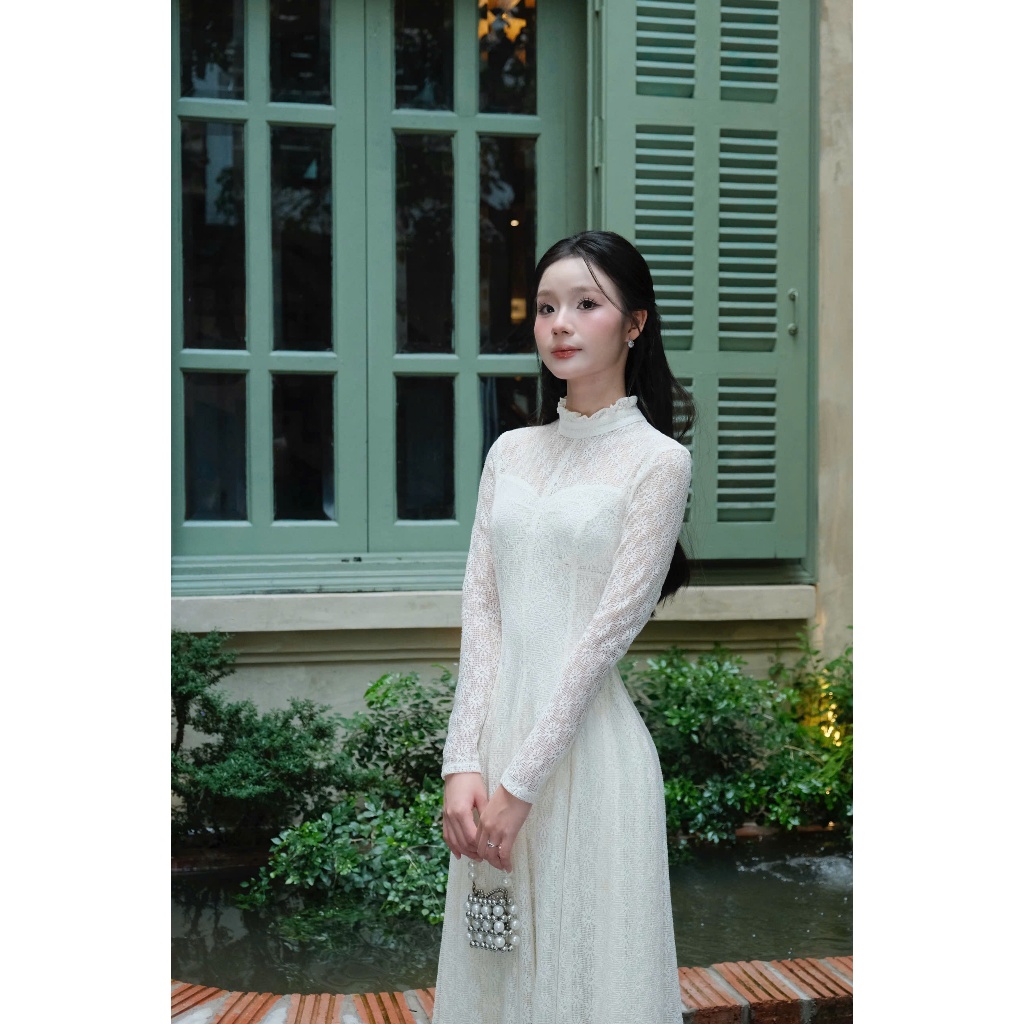 Váy ren hoa cổ bèo dáng xoè, dài tay, lót cotton co giãn – Mio Lady | BigBuy360 - bigbuy360.vn