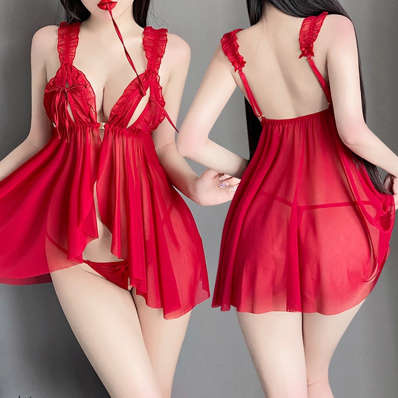 Váy ngủ ren bèo cài trước gợi cảm 5644 | BigBuy360 - bigbuy360.vn