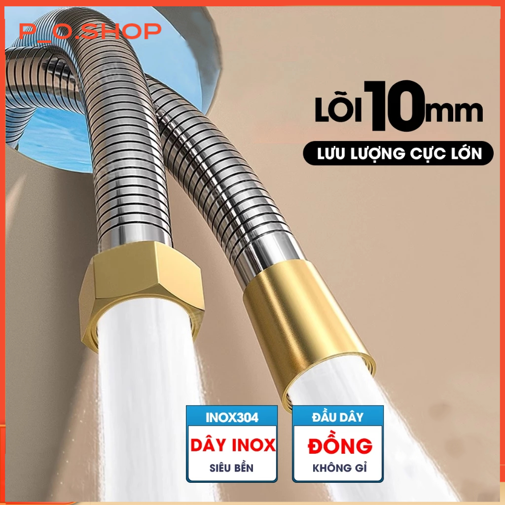 【🔥Rẻ】Ống nước vòi sen vòi vệ sinh lõi lớn, tăng lưu lượng nước gấp nhiều lần, dây bọc inox 304 và 2 