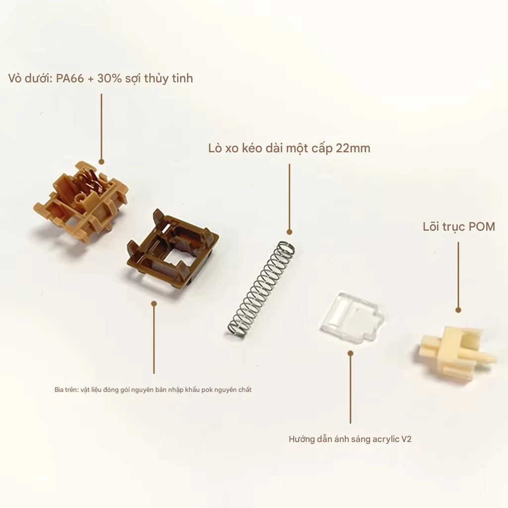 [10switch] Switch Huano Caramel V2 | Switch cho bàn phím cơ | Switch linear trầm ngon tản led | BigBuy360 - bigbuy360.vn