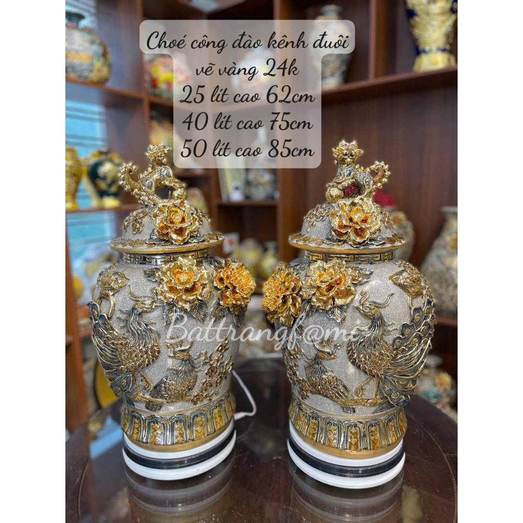 Đôi choé công đào kênh đuôi vẽ vàng(dung tích 25 lít/40 lít/50 lít)