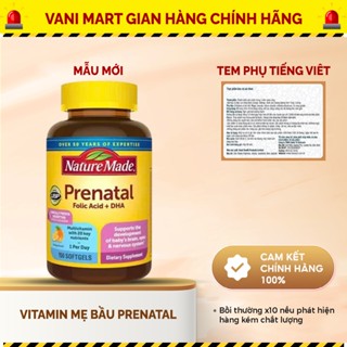 Vitamin tổng hợp cho bà bầu Nature Made Prenatal Folic Acid+DHA của Mỹ Giúp bổ sung vitamin và khoáng chất hộp 150 viên