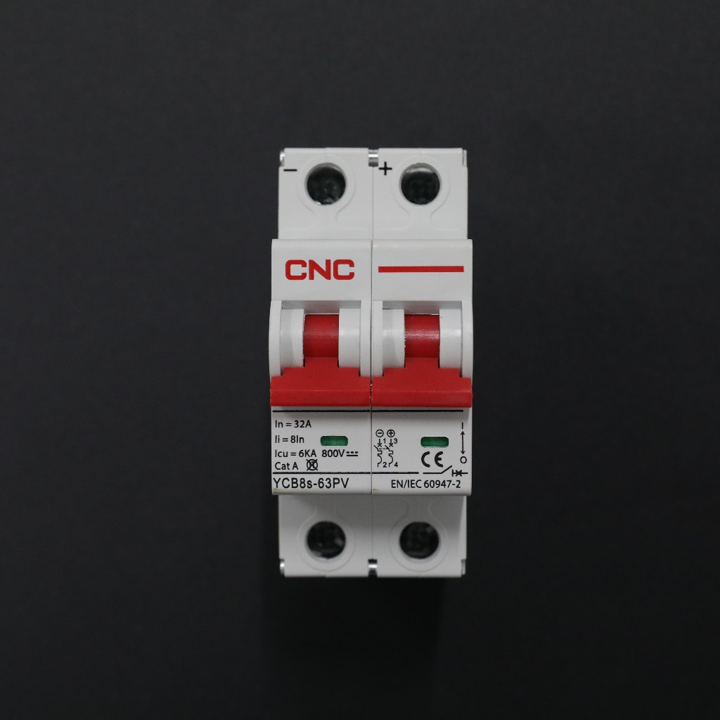 Áp tô mát DC MCB 6KA 2P 32A 800V, model YCB8s-63PV 6KA 2P 32A 800VDC