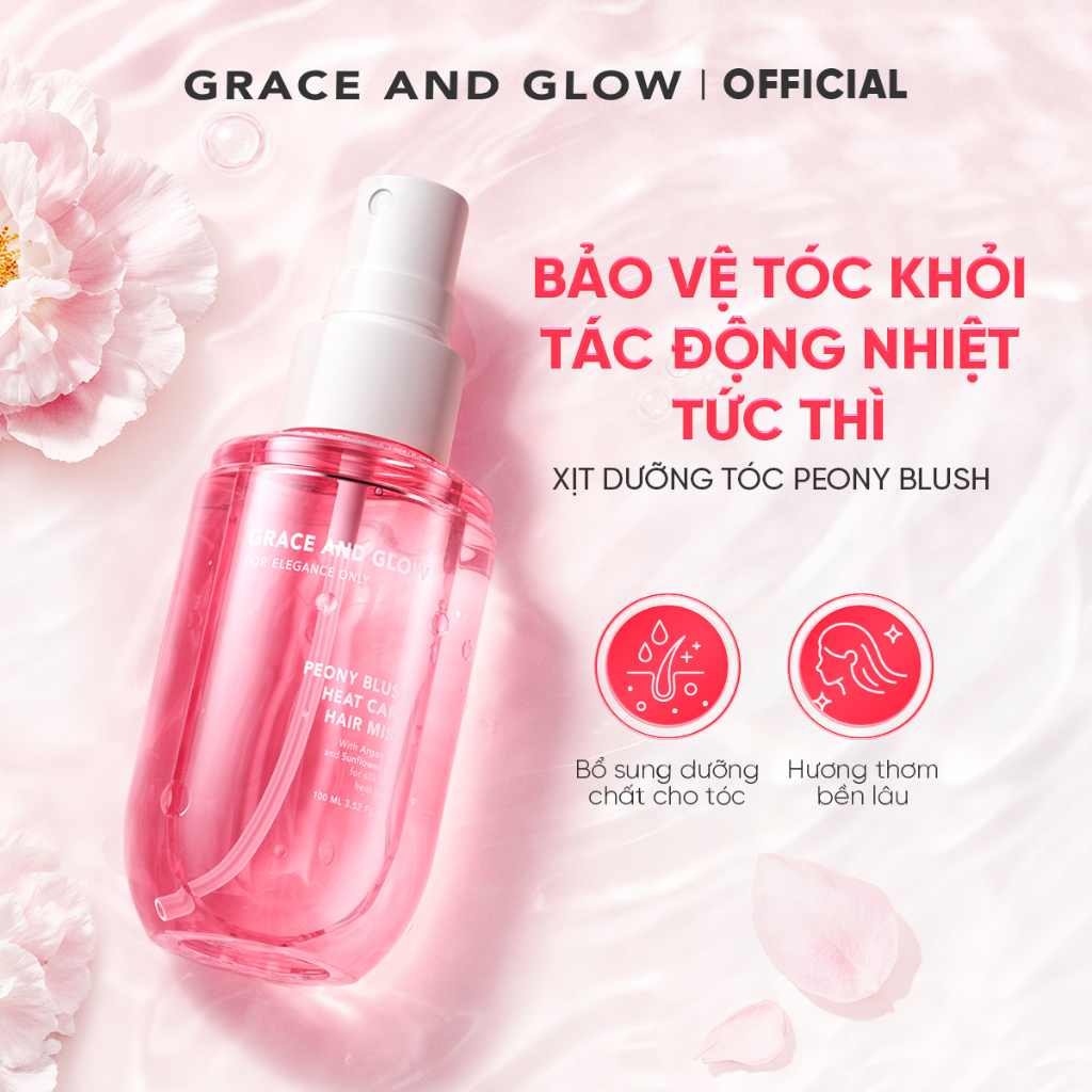 [MỚI] Xịt dưỡng tóc Grace and Glow Peony Blush Glycerin hỗ trợ tóc chắc khỏe giảm xù dầu tóc chăm só