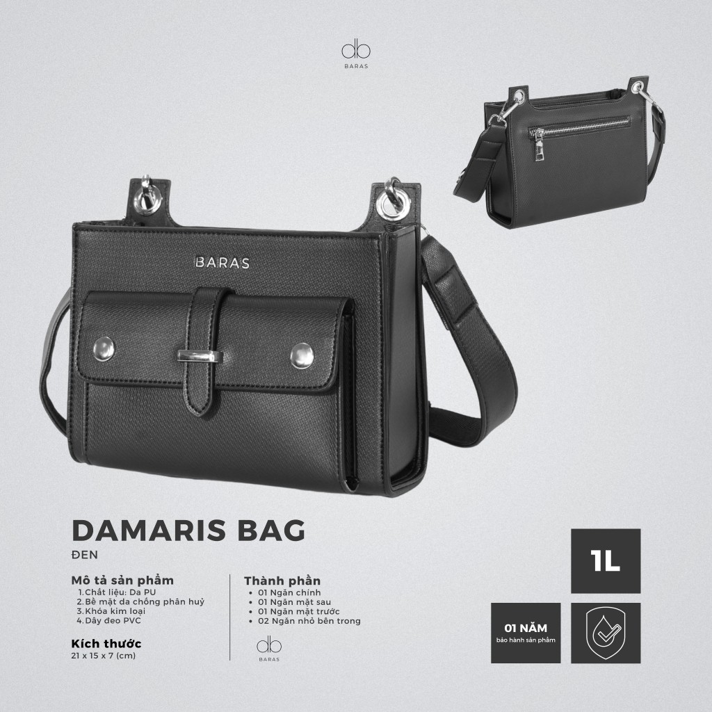 Túi đeo chéo da nam - Damaris Bag - BARAS VIETNAM - Túi đeo chéo thời trang