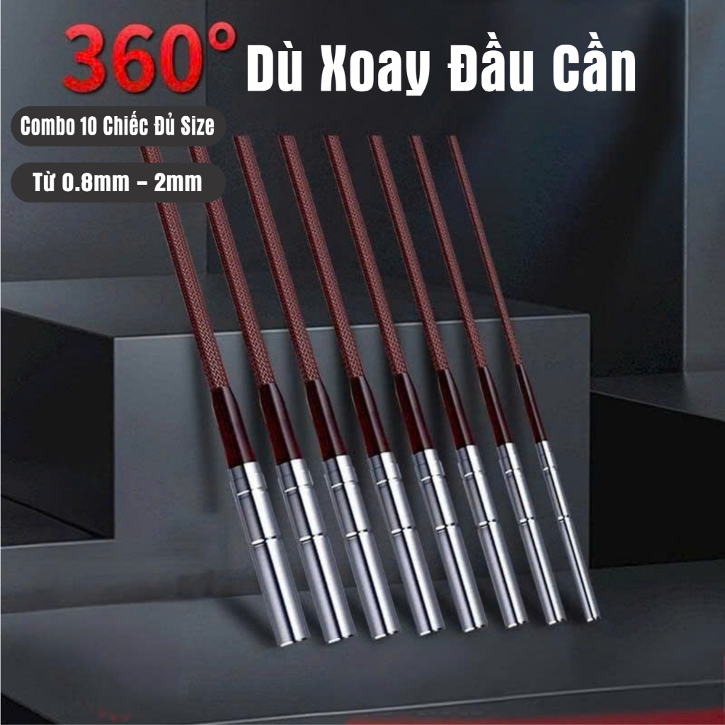 10 Dây Dù Đầu Cần Xoay 360° Chống Rối, Nhiều Size Từ 0.8mm Đến 2mm Cho Ngọn Cần Câu Đài
