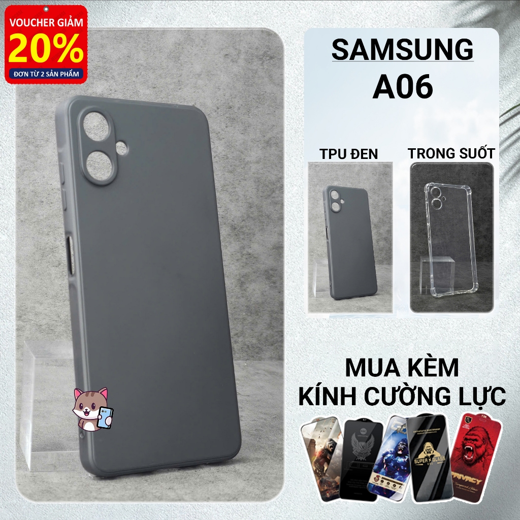 Ốp lưng Samsung A06 4G,5G Meocase trơn tpu đen | Ốp điện thoại SS galaxy dẻo bảo vệ camera đt sámung