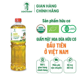 [Chai 1 Lít tiết kiệm] Giấm Mật Hoa Dừa Organic Sokfarm Thơm Ngon chua nhẹ hậu ngọt - Chuẩn Organic