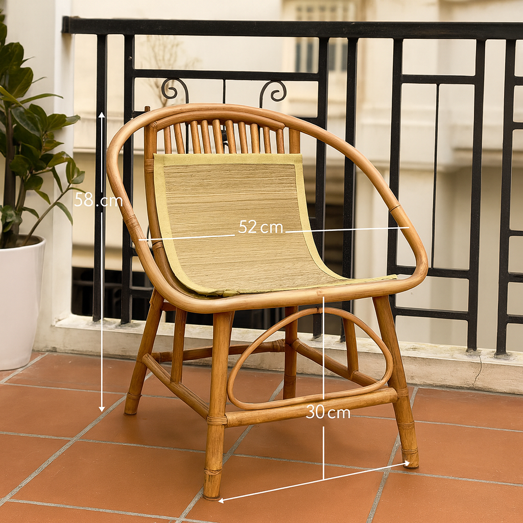 Ghế HEALHOMES lười mây tre con sò, trang trí sân vườn ban công, decor phòng khách, bàn ghế uống trà