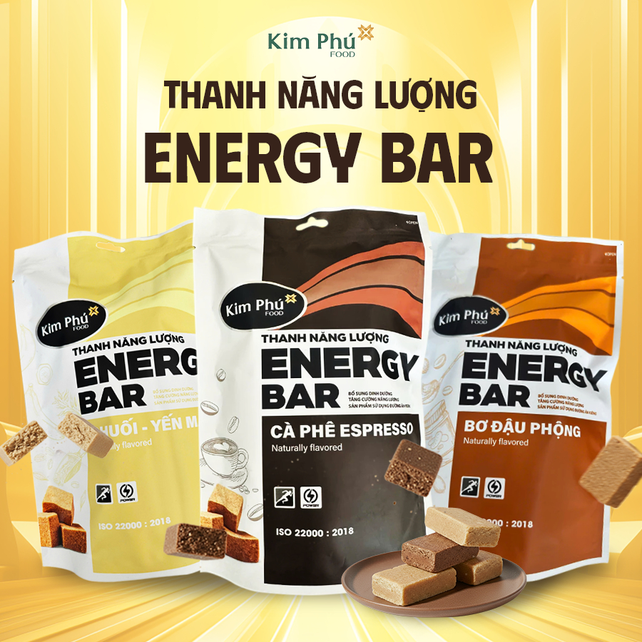 Thanh Năng Lượng Kim Phú Energy Bar 3 Vị, Ít ngọt, Túi 200gram