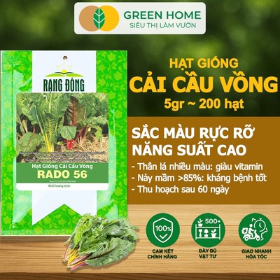 Hạt Giống Rau Cải Cầu Vồng GreenHome, Gói 5g~200 hạt, Dễ Trồng, Nảy Mầm Cao,Thu Hoạch,Năng Suất R06
