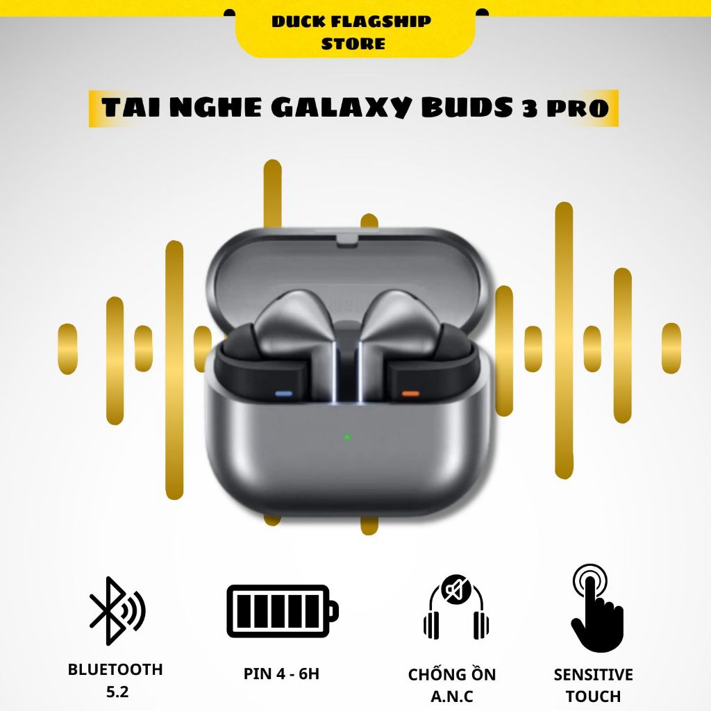 Tai Nghe Bluetooth Galaxy Buds 3 Pro - Thiết Kế Mới- Âm Thanh Bass Mạnh Mẽ- Pin 30H- Kháng Nước IP54- Chống Ồn ANC