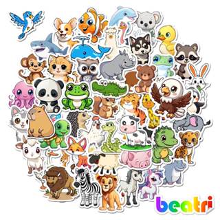 Bộ 50 Sticker Động Vật Dễ Thương Chống Nước, Nhãn Dán Mũ Bảo Hiểm, Bình Nước, Quà Tặng Cho Bé